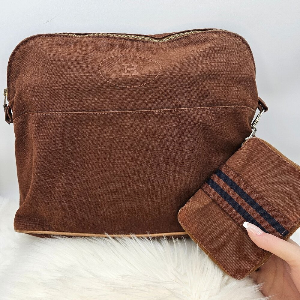 HERMÈS H Logo Canvas Bolide Pouch GM